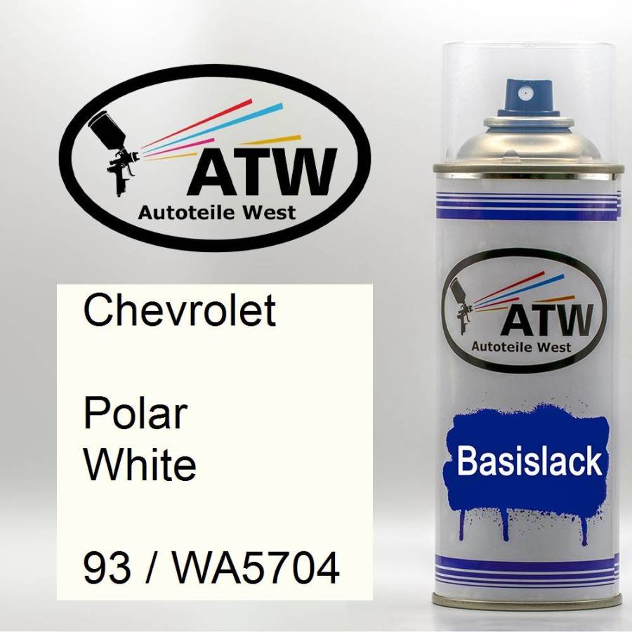 Chevrolet, Polar White, 93 / WA5704: 400ml Sprühdose, von ATW Autoteile West.